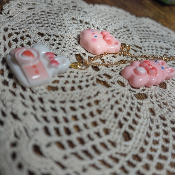 Charming Pink and White Bunny Bag Charm - Picture 4 of 8